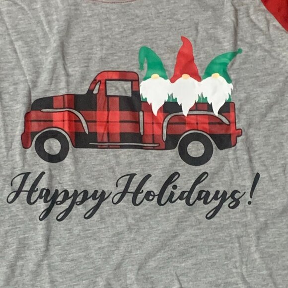 NWT Christmas Pajama Set Shirt Plaid Pant Lounge 2 Piece Red T-Shirt Truck Large - Picture 2 of 16